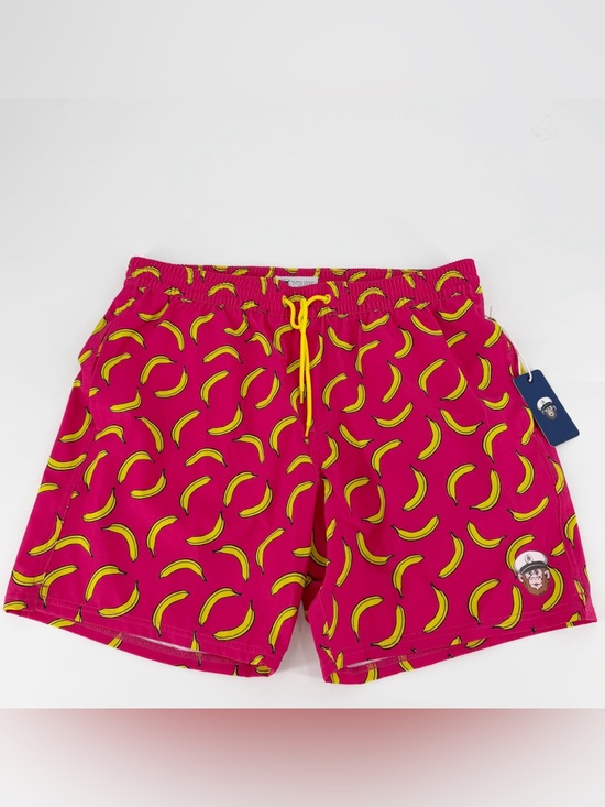 The Boat Monkey Other - The Boat Monkey Men's Swim Trunks L Pink Bananas